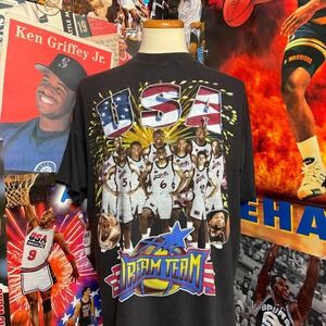 Vintage 90s USA Olympic Dream Team NBA Bay Club‎ Rap Tee Sz 3XL